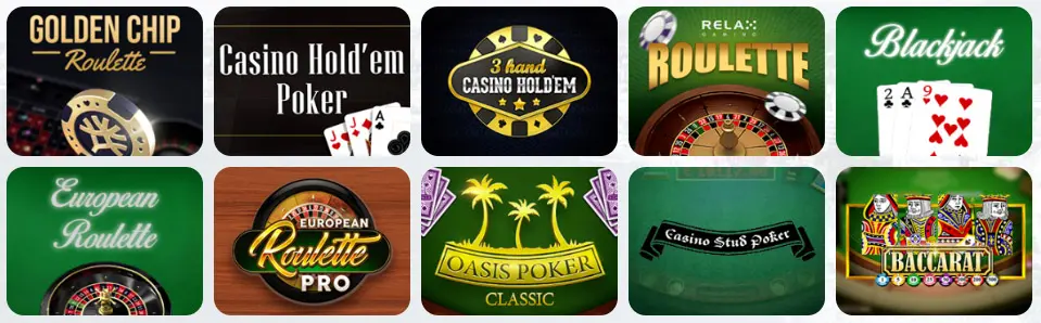 Jeux de table au Gransino Casino